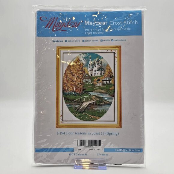 Maydear Four Seasons in Coast Cross Stitch Kit Pre-Printed Fabric - Picture 1 of 7